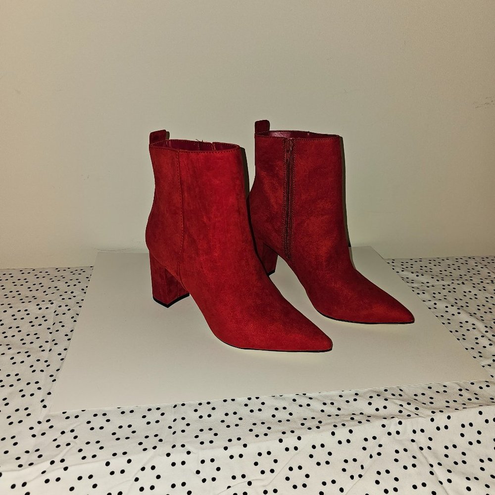 Red Bootie Block Heel